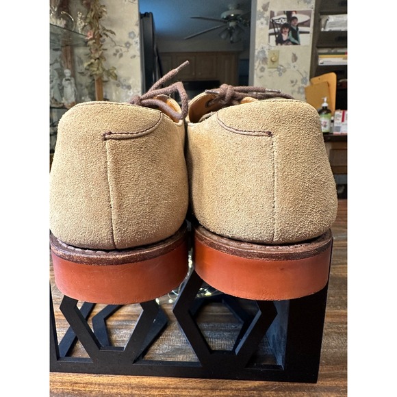 Lands End Suede Derby Shoes Mens 9‎ 1/2 Wide Tan Oxfords - Picture 6 of 9